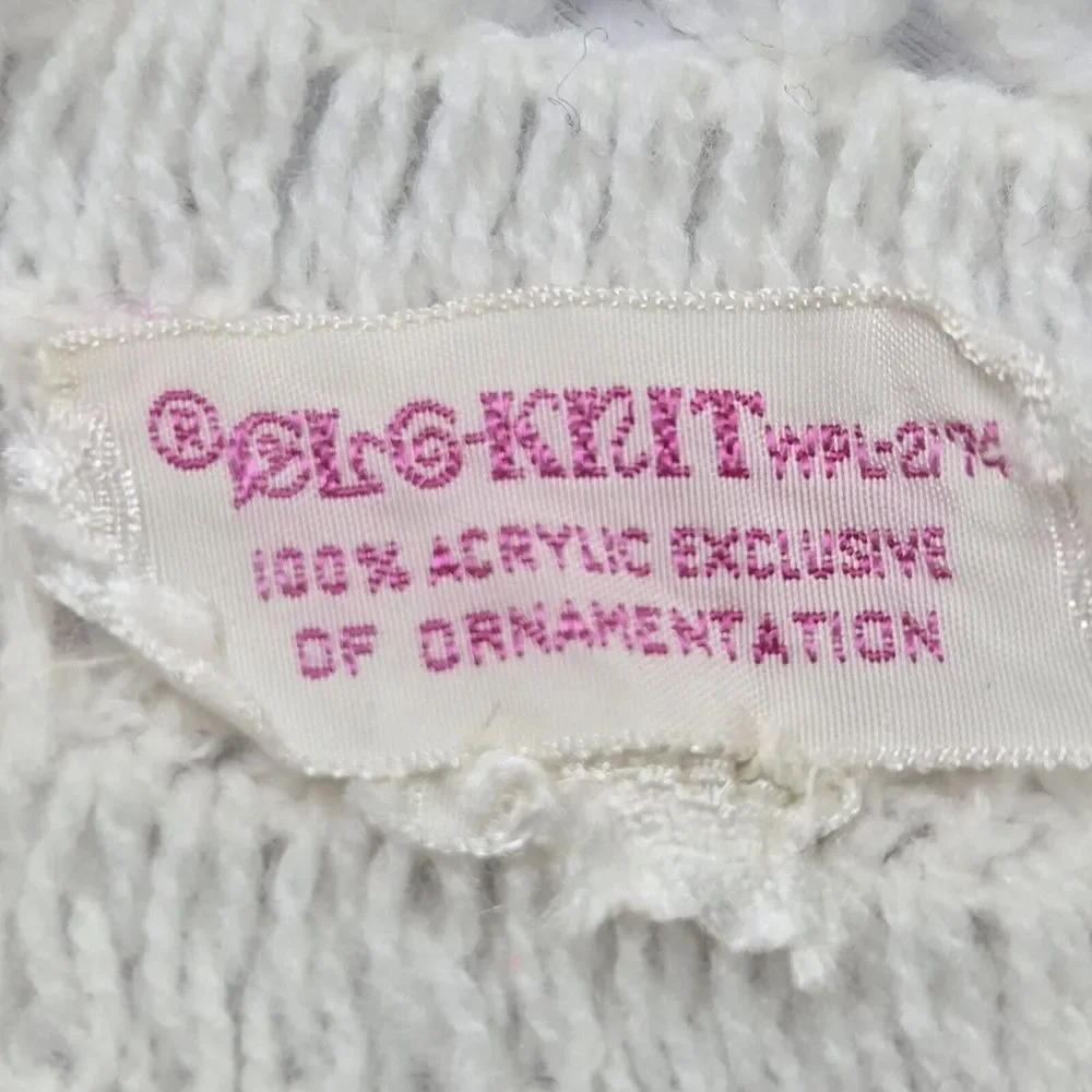 Vintage Clo Knit White Cardigan Baby Sweater Unisex Soft Knitted